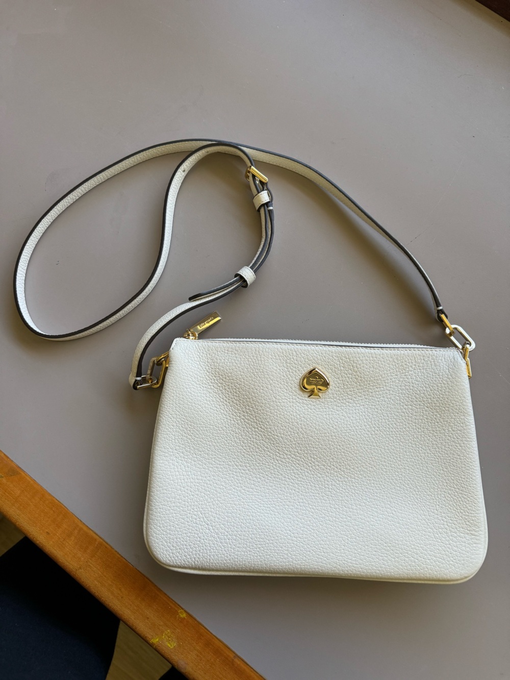 Kate Spade White Pebbled Leather Crossbody Bag